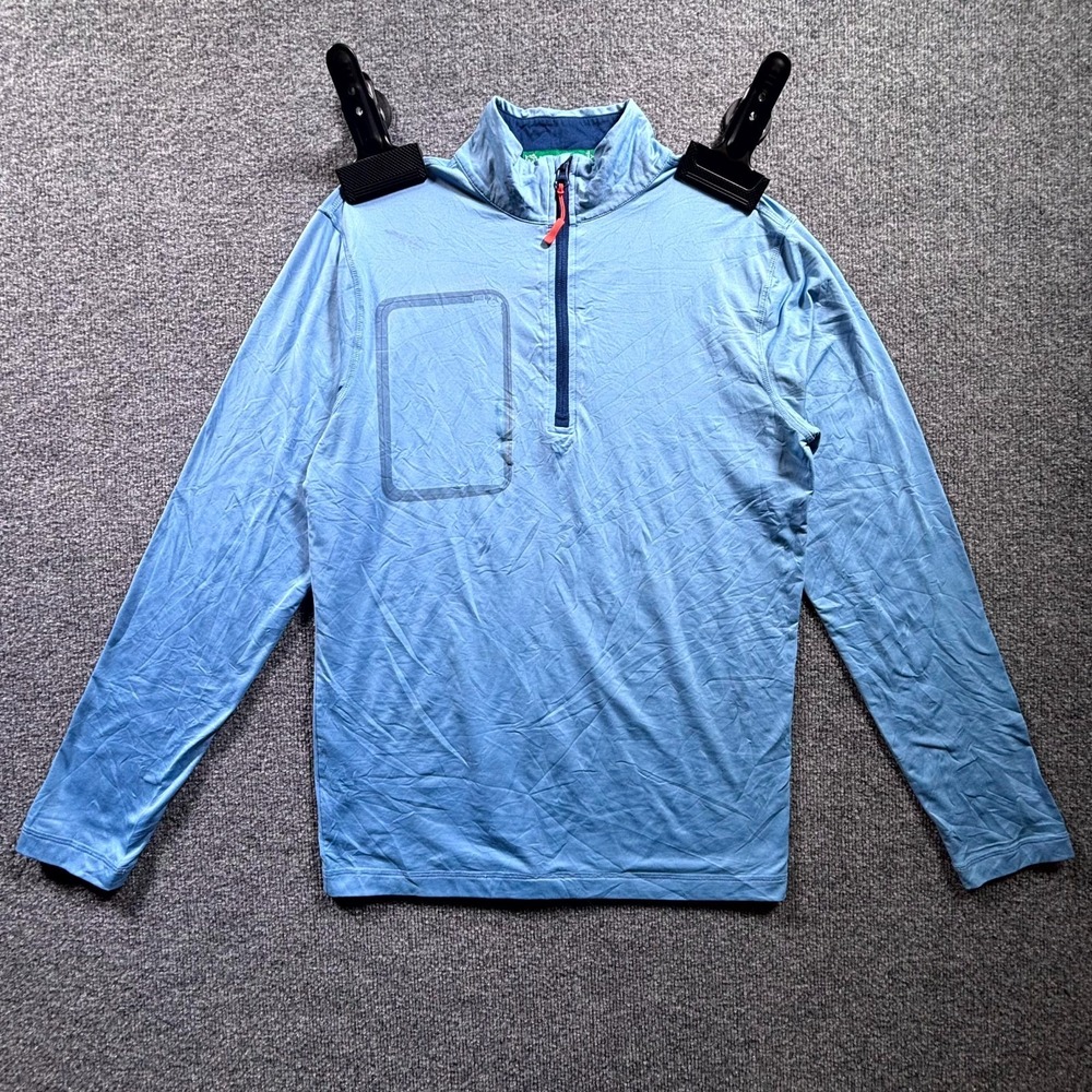 Southern Tide Club Shirt Men's XS Light Blue Whale Logo Mock Neck Quarter Zip
